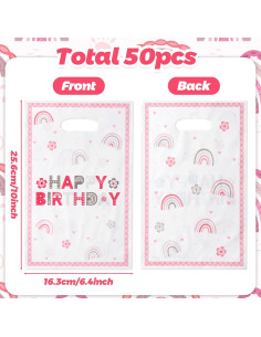 50 Bolsas de Fiesta Boho Rosa ArowlWesh 16.3x25.4cm 2