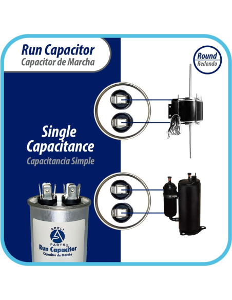 Condensador de Funcionamiento Appli Parts 10 Mfd 450V Redondo