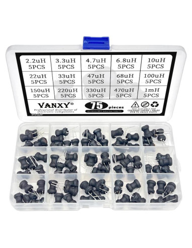 Kit de Inductores Radiales VANXY 75Pcs 2.2uH a 1mH