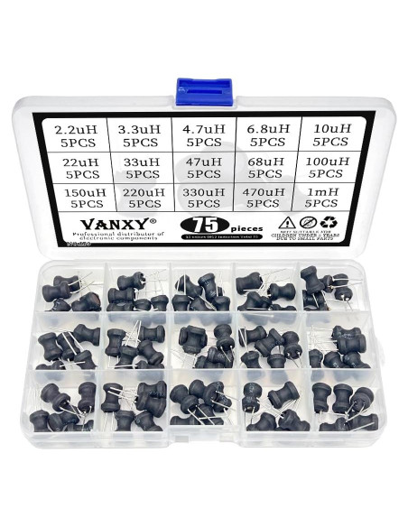 Kit de Inductores Radiales VANXY 75Pcs 2.2uH a 1mH