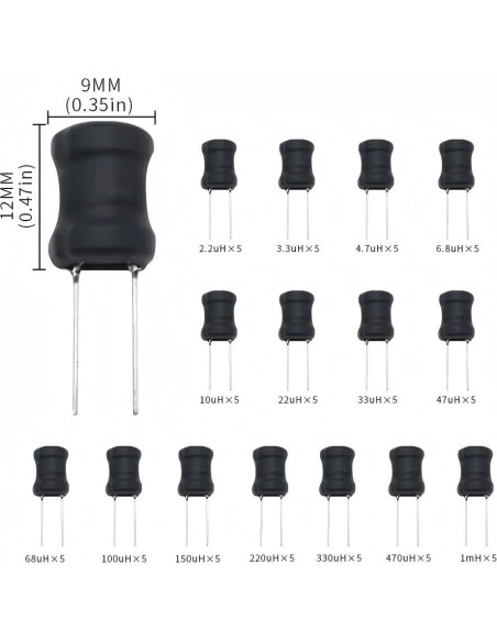 Kit de Inductores Radiales VANXY 75Pcs 2.2uH a 1mH
