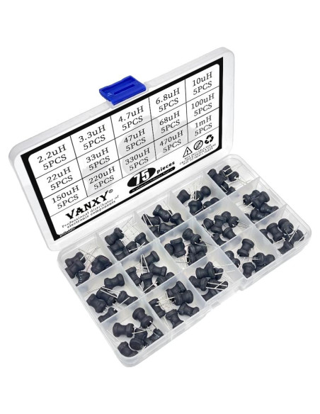 Kit de Inductores Radiales VANXY 75Pcs 2.2uH a 1mH