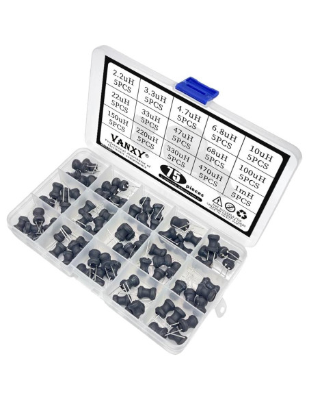 Kit de Inductores Radiales VANXY 75Pcs 2.2uH a 1mH