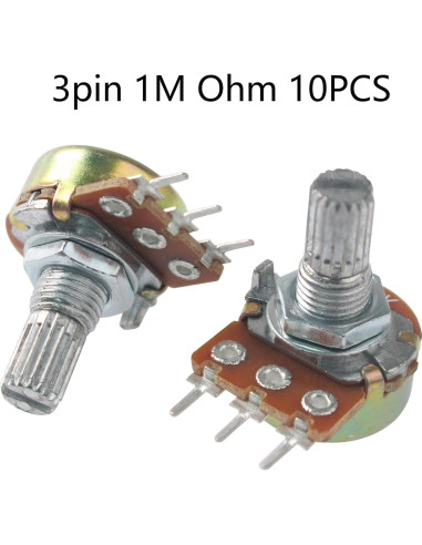 10 Pcs Potenciometro Lineal WH148 1M Ohm 15mm Eje Yetaida
