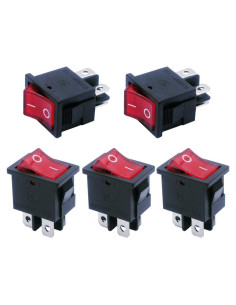 Interruptor Rocker Iluminado DPST 5 Pcs Mxuteuk Rojo 250V 6A