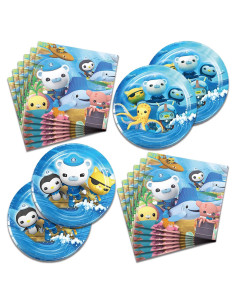 Suministros de Fiesta Octonautas 40 Pcs - Platos y Servilletas
