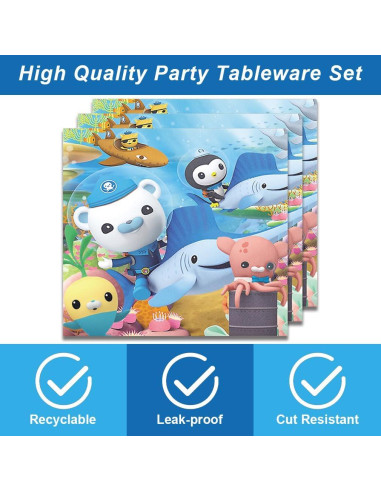 Suministros de Fiesta Octonautas 40 Pcs - Platos y Servilletas