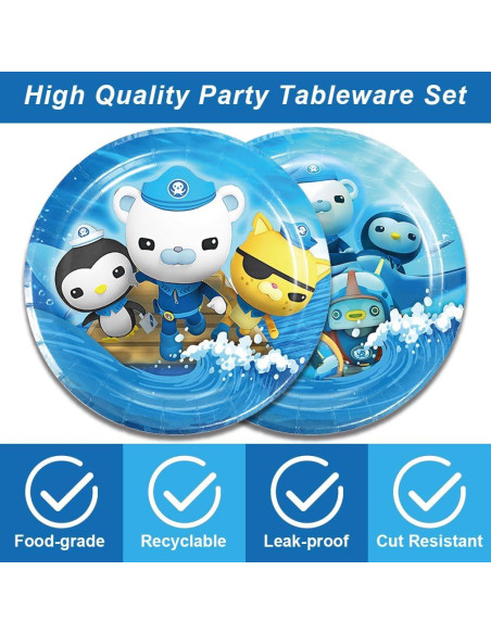 Suministros de Fiesta Octonautas 40 Pcs - Platos y Servilletas