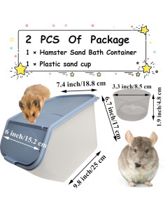 Caja de Baño de Arena para Chinchilla PINVNBY 24.89x18.74 cm 2