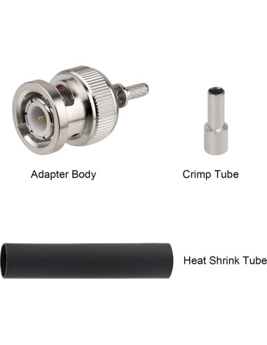 Paquete de 10 Conectores Crimp BNC Macho 50 Ohm para Coaxial