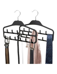 Organizador de Perchas para Cinturones FairyHaus 2 Piezas, Antideslizante, Negro
