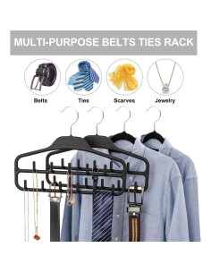 Organizador de Perchas para Cinturones FairyHaus 2 Piezas, Antideslizante, Negro 2