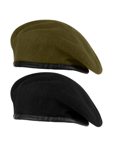 Boina Militar Zhehao 2 Pcs Ajustable Lana Verde y Negra