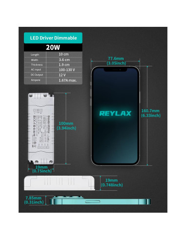 Controlador LED Regulable 12V 20W REYLAX - Ahorro Energía