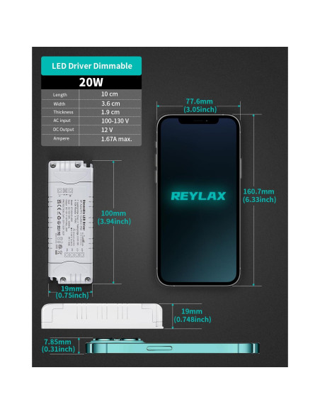 Controlador LED Regulable 12V 20W REYLAX - Ahorro Energía