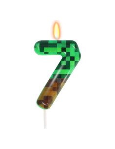 Vela de Cumpleaños Número 7 OGnomiFX Verde 8.64 cm