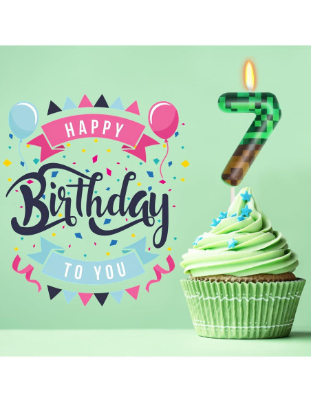 Vela de Cumpleaños Número 7 OGnomiFX Verde 8.64 cm Vela de Cumpleaños Número 7 OGnomiFX Verde 8.64 cm