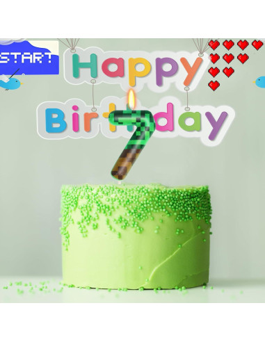 Vela de Cumpleaños Número 7 OGnomiFX Verde 8.64 cm