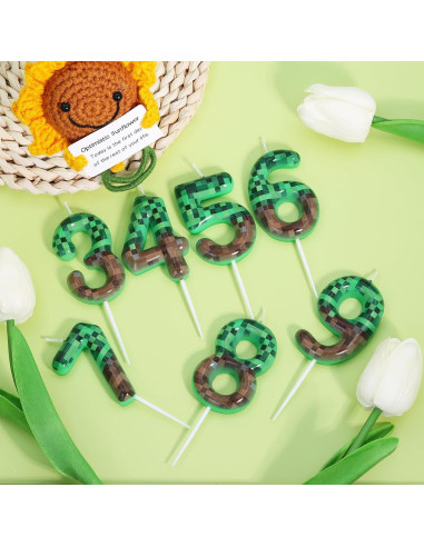 Vela de Cumpleaños Número 7 OGnomiFX Verde 8.64 cm