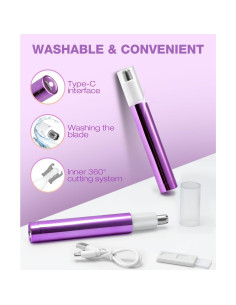 Recortador de Vello Nasal AREYZIN para Mujeres USB-C Púrpura 2