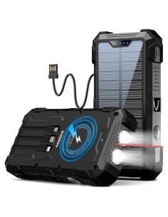 Banco de Energía Solar 42800mAh Cargador Inalámbrico 15W