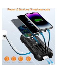 Banco de Energía Solar 42800mAh Cargador Inalámbrico 15W 2