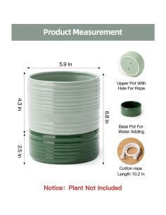 Maceta Autorriego Fayoula Cerámica 15 cm Verde Claro 2