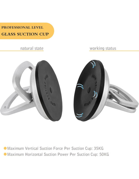 Elevador de Ventosas de Vidrio Aluminio 2Pack 50kg ASDFGHT