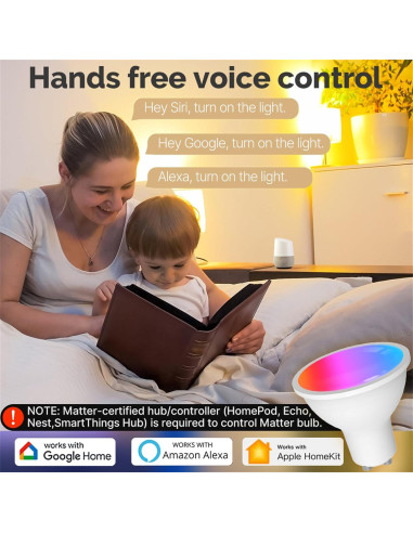 Bombillas LED MOES Matter Smart GU10, 4 unidades RGB 5W 400lm