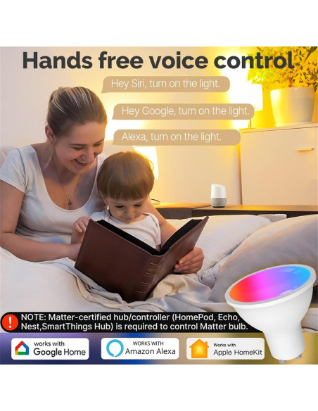 Bombillas LED MOES Matter Smart GU10, 4 unidades RGB 5W 400lm