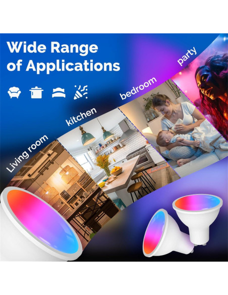 Bombillas LED MOES Matter Smart GU10, 4 unidades RGB 5W 400lm