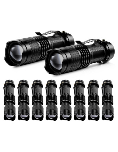 Mudder Paquete de 10 Mini Linternas LED 3 Modos Ajustables