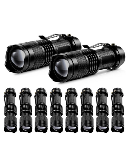Mudder Paquete de 10 Mini Linternas LED 3 Modos Ajustables