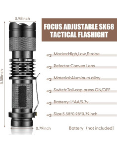 Mudder Paquete de 10 Mini Linternas LED 3 Modos Ajustables 2