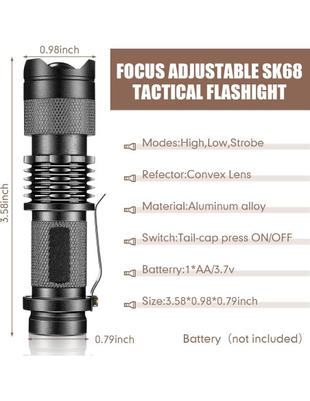 Mudder Paquete de 10 Mini Linternas LED 3 Modos Ajustables