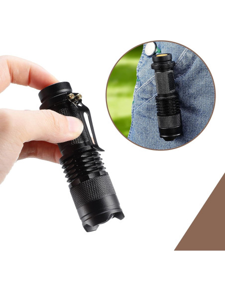 Mudder Paquete de 10 Mini Linternas LED 3 Modos Ajustables