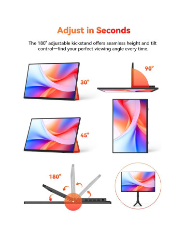 Monitor Portátil HotYeah 15.6" FHD 1080P USB-C HDMI IPS