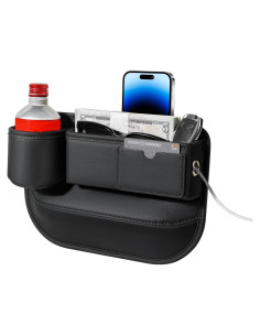 Organizador de Espacio entre Asientos Pcnjozx - Cuero Negro