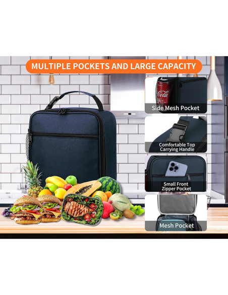 Bolsa de Almuerzo Aislada ZM-YOUTOO Azul Marino 6L