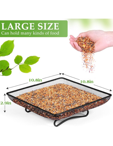 Bandeja Alimentador de Aves MIXXIDEA 28x28 cm Metal Duradero