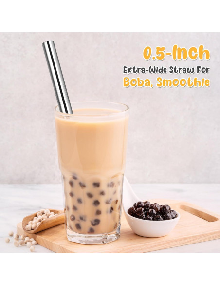 NiHome Popotes de Acero Inoxidable Reutilizables 4 Pzas 1.27 cm