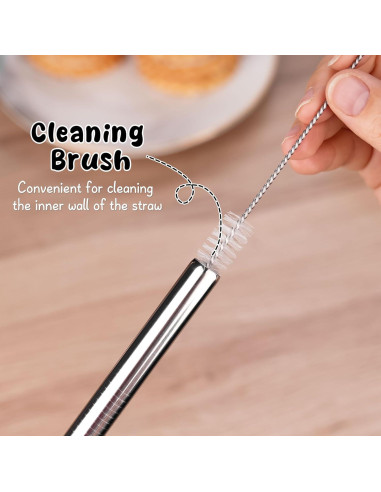 NiHome Popotes de Acero Inoxidable Reutilizables 4 Pzas 1.27 cm