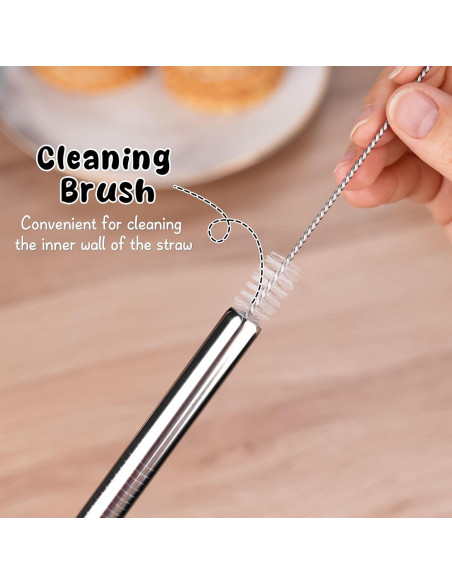 NiHome Popotes de Acero Inoxidable Reutilizables 4 Pzas 1.27 cm