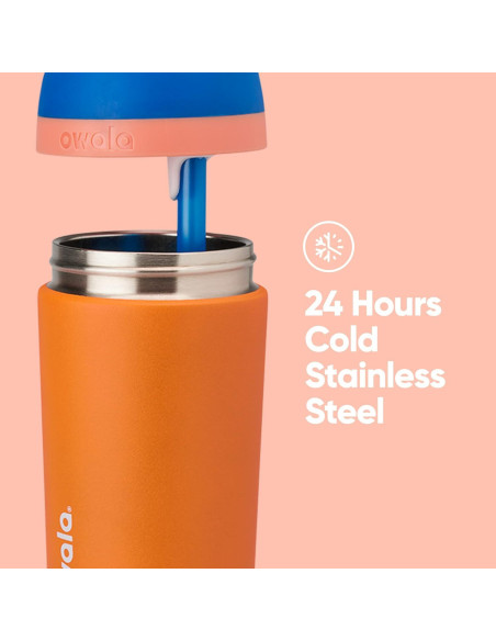 Botella de Agua Aislada Owala Kids 414 ml con Pajilla Naranja/Azul