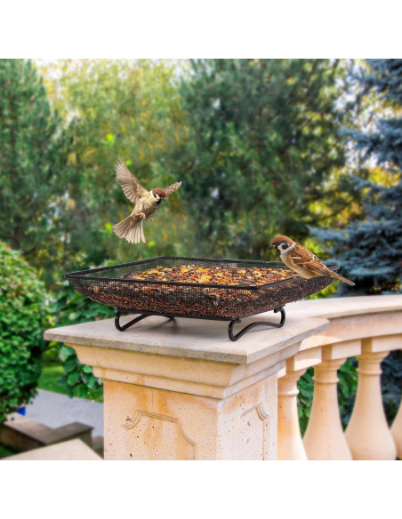 Bandeja Alimentador de Aves MIXXIDEA 28x28 cm Metal Duradero