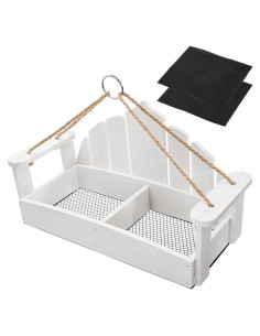 Comedero para Aves Colgante DEAYOU de Madera Blanco 39.9x17cm