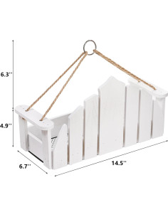 Comedero para Aves Colgante DEAYOU de Madera Blanco 39.9x17cm 2