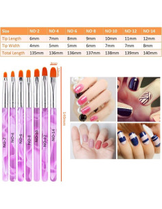 Set de 7 Pinceles de Uñas Acrílicas FULINJOY - Detalle UV Gel 2