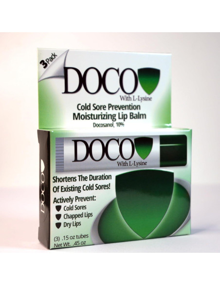 Bálsamo Labial Hidratante DocoShield con Lisina y Docosanol - Paquete de 3