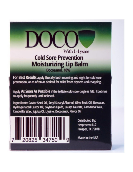 Bálsamo Labial Hidratante DocoShield con Lisina y Docosanol - Paquete de 3